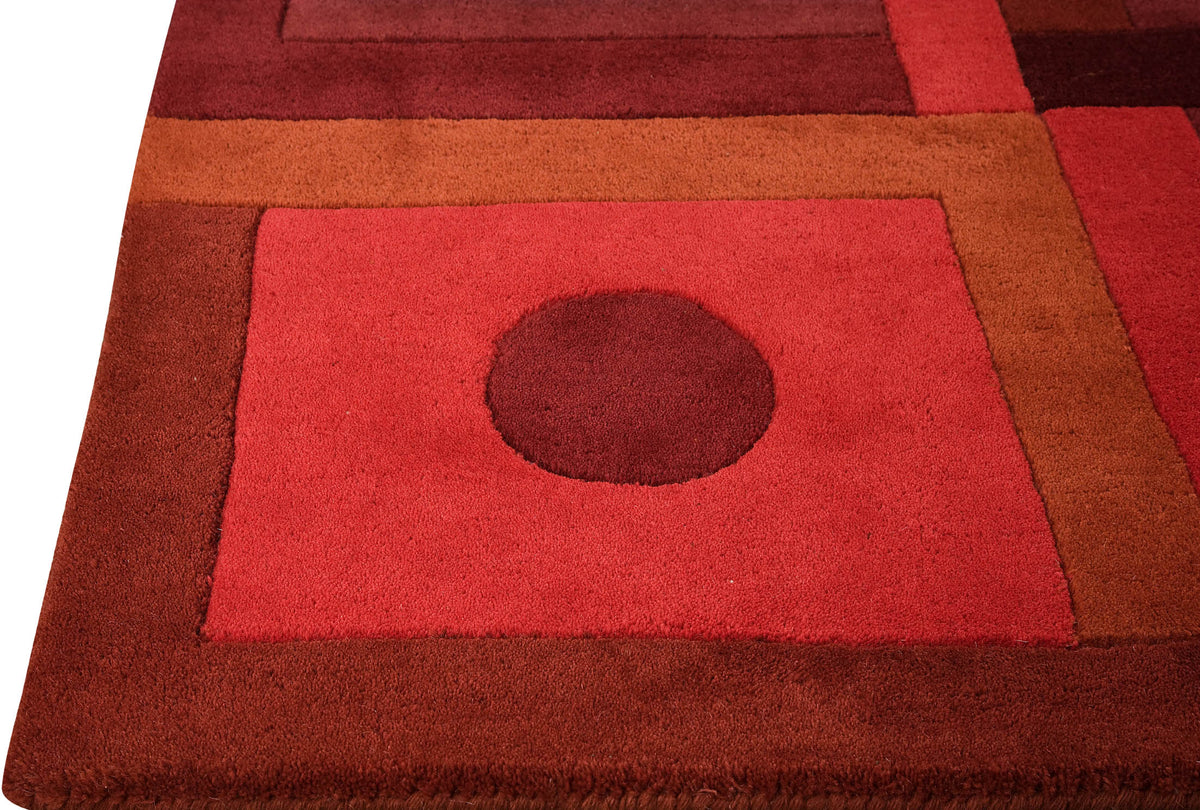 Hand-Tufted Geometric Vinson Berlin Red Area Rug Carpet